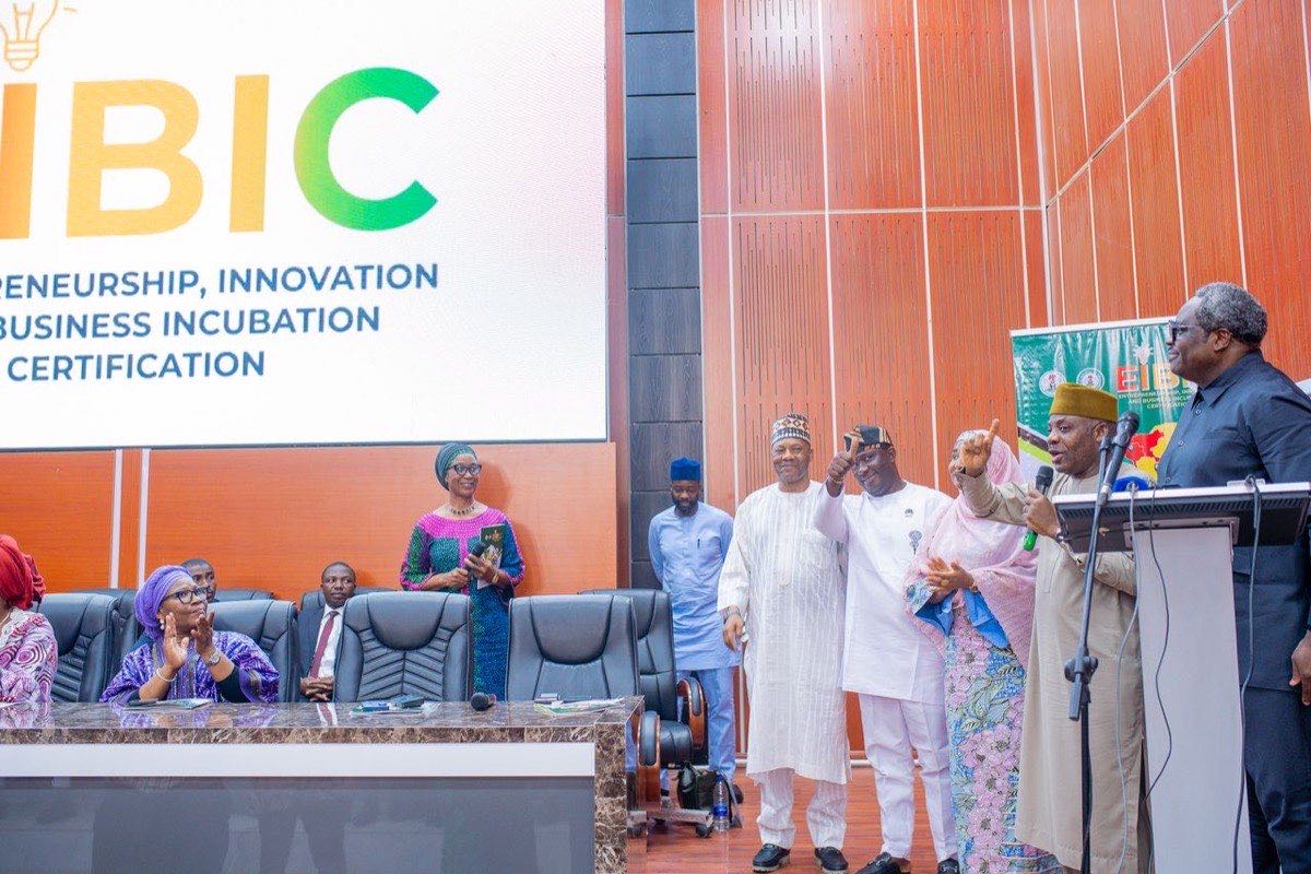 Officials unveil the EIBIC programme on stage at the national launch